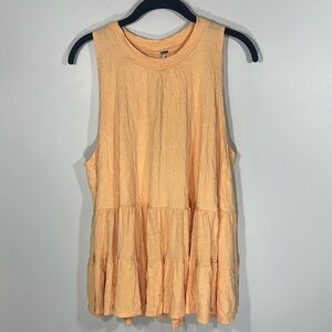Free People Right on Time Tunic in Apricot Tiered Tank Top High Neckline orange